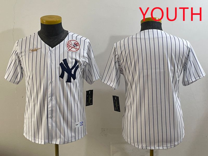 Youth 2025 New York Yankees Blank White Stripe Throwback Nike MLB Jersey style 39->youth mlb jersey->Youth Jersey